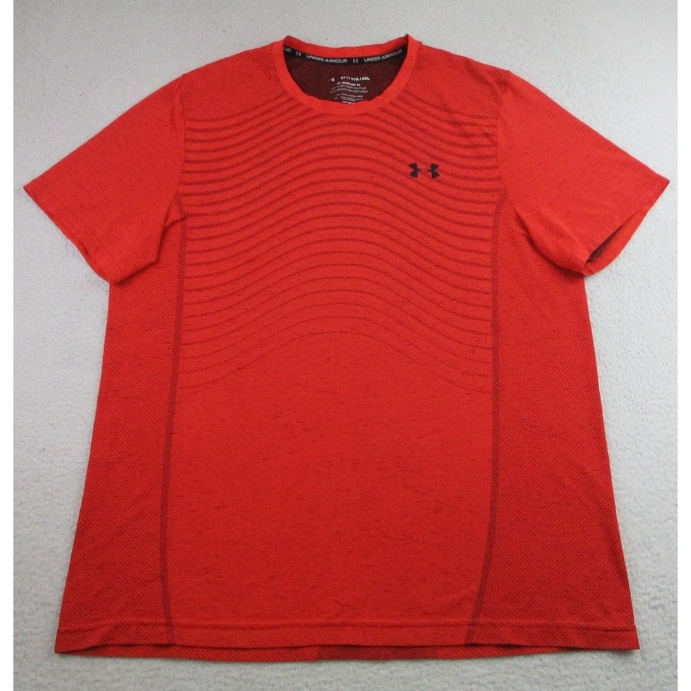 Under Armour Shirt Mens 2XL Orange HeatGear Seamless Fitted Athletic Training‎